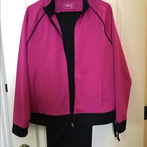 Ladies hot pink and black sweat suit